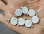 925 zilveren armband met natuurlijke Shiva oog schelp, O.T., Wit, Ophalen of Verzenden, Orientaltemptation@hotmail.com