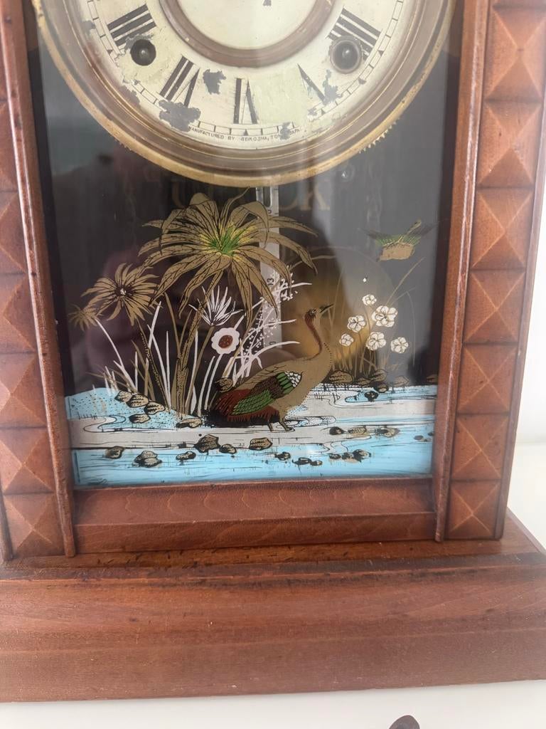Seikosha Pendule Klok met decoratieve afbeelding, Antiek en Kunst, Ophalen