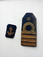 Oud Schouder Stuk Marine Officier WO2 en kraagspiegel, Ophalen of Verzenden, Marine, Nederland, Embleem of Badge