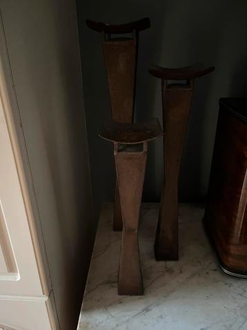 Set van 3 Metalen Kandelaars beschikbaar voor biedingen