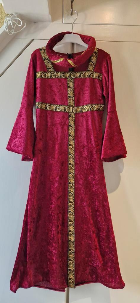 Rode middeleeuwse jurk, maat 122, Kinderen en Baby's, Carnavalskleding en Verkleedspullen, Zo goed als nieuw, Meisje, 122 t/m 128