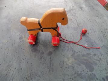 houten speelgoed paard trekpaard vintage retro paard  beschikbaar voor biedingen