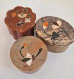 3 stenen doosjes, India, ingelegd met parelmoer., Antiek en Kunst, Curiosa en Brocante, Ophalen of Verzenden