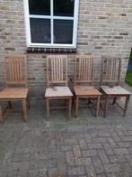 Gratis af te halen teakhouten stoelen zes stuks, Huis en Inrichting, Stoelen, Ophalen, Gebruikt, Bruin, Vijf, Zes of meer stoelen