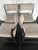 4 design mid century vintage stoelen zwart creme wol, Ophalen, Hout, Gebruikt, Zwart