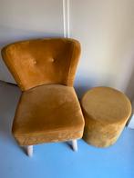 Fauteuil + poef zgn, Huis en Inrichting, Fauteuils, Ophalen, Overige materialen, 75 tot 100 cm, Zo goed als nieuw