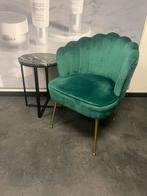 Groene Velvet Schelpstoel – Luxe Art-Deco Look, Huis en Inrichting, Fauteuils, Ophalen, 75 tot 100 cm, Zo goed als nieuw, Stof