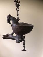 Bronzen olielamp, Antiek en Kunst, Antiek | Koper en Brons, Ophalen of Verzenden, Brons