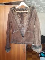 Suede jas met bonte voering Maat 38, Ophalen of Verzenden, Nieuw, Maat 38/40 (M), Bruin