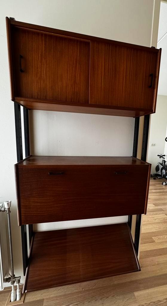 Vintage Wand meubel, Huis en Inrichting, Kasten | Wandmeubels, Gebruikt, 150 tot 200 cm, 25 tot 50 cm, Met lade(s), Teakhout, Ophalen