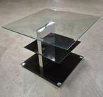 Bijzettafel Glas en chroom, Huis en Inrichting, Tafels | Bijzettafels, Minder dan 55 cm, Vierkant, Ophalen, 45 tot 60 cm