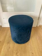 Blauwe Velvet Poef, Huis en Inrichting, Banken | Voetenbanken en Poefen, Ophalen, Minder dan 50 cm, Gebruikt, Rond
