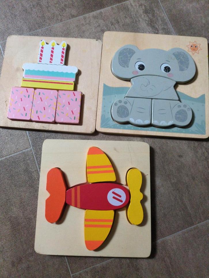 3 Houten Puzzels voor Kinderen, Kinderen en Baby's, Speelgoed | Kinderpuzzels, 6 maanden tot 2 jaar, Minder dan 10 stukjes, Ophalen of Verzenden