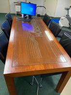 Massieve kersenhouten tafel met glasplaat, Huis en Inrichting, Tafels | Eettafels, Ophalen, Gebruikt, 200 cm of meer, 50 tot 100 cm