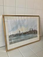 Aquarel schilderij maaskade Rotterdam met drie bruggen, Ophalen