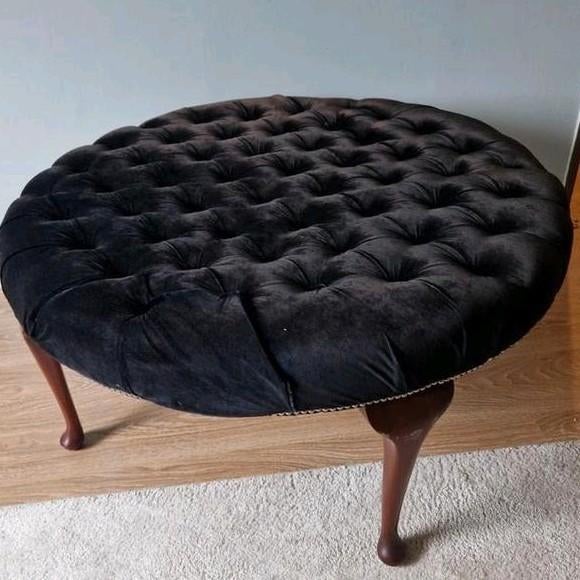 Grote gecapitonneerde poef, uniek! Zware kwaliteit., Ophalen, Rond, Stof