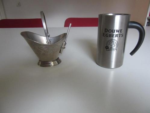 Douwe E. -Suikermandje+Schepje(verzilverd)+ Bekertje -Nwst., Antiek en Kunst, Curiosa en Brocante, Ophalen of Verzenden
