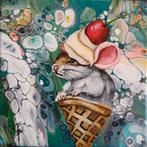 Schilderij muis-ijsje, Minder dan 50 cm, Nieuw, Ophalen of Verzenden, Schilderij