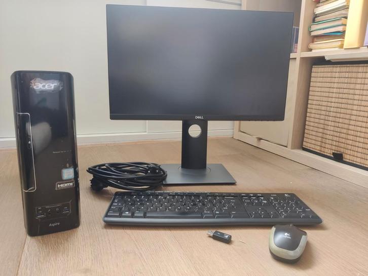 Dell Monitor, Acer Desktop & Logitech Toetsenbord/Muis, Computers en Software, Desktop Pc's, Gebruikt, 2 tot 3 Ghz, HDD, SSD, 8 GB