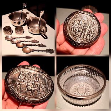 Pillendoosje snuff box. Kristal schaal verzilverd zilver e.d beschikbaar voor biedingen