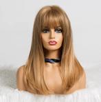 Donker Blonde Pruik Met Pony Lang Haar Lange Haren Dames, Verzenden, Nieuw, Pruik of Haarverlenging