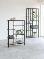 Twee Wandrekken Trappedal 7 schappen eiken/zwart, Ophalen of Verzenden, Zo goed als nieuw