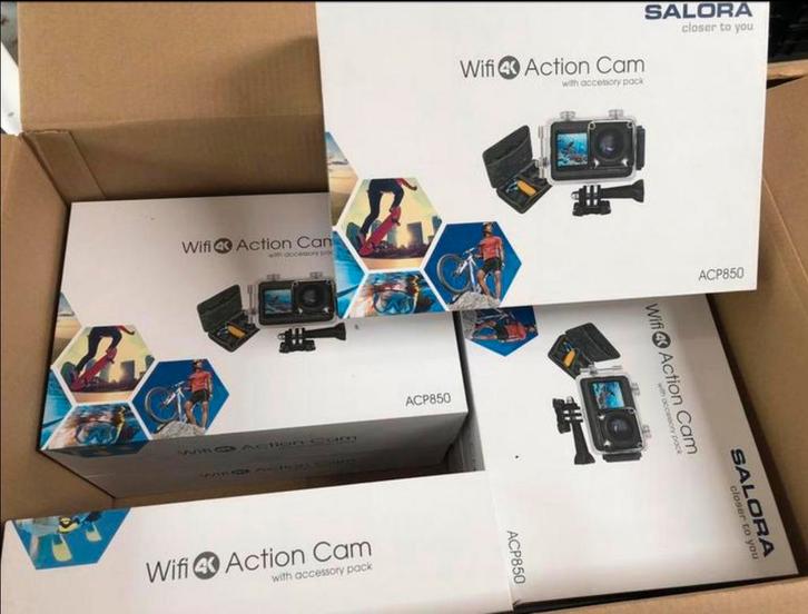 Partij 10x NIEUWE Salora ACP850 Action Cam 4K gesealde dozen, Audio, Tv en Foto, Actiecamera's, Nieuw, Overige merken, Ophalen