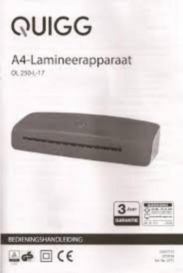 Quigg A4-lamineerapparaat beschikbaar voor biedingen