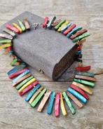 Kleurrijke parelmoer schelp ketting 925 zilver sluiting, Ophalen of Verzenden, Zo goed als nieuw, Overige kleuren, Overige materialen