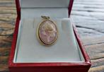 Gouden hanger met roze camee met roos, Ophalen of Verzenden, Goud