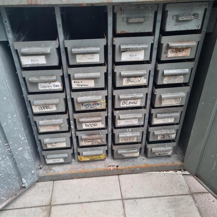 Industriële IJzeren Werkplaatskast - Robuuste Laden, Huis en Inrichting, Kasten | Kledingkasten, Gebruikt, 100 tot 150 cm, 50 tot 100 cm