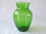 Groene glazen Vaas met verticale banen – Leerdam glas, Ophalen of Verzenden