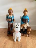 Kuifje & Bobbie Houten Beelden Set - Handgesneden Vintage, Ophalen