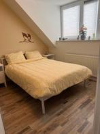 Te koop wit stalen bed met lattenbodem en matras (140x200), Huis en Inrichting, Slaapkamer | Bedden, Ophalen, Wit, Tweepersoons
