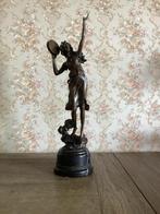Bronzen beeld naar G. Desmeure Meisje met Tamboerijn, Antiek en Kunst, Ophalen of Verzenden