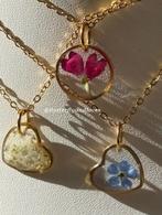 Uniek hart ketting met echte bloemen vergeet me niet Liefde, Ophalen, Nieuw, Overige materialen, Verstelbaar