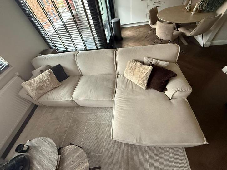 Goossens hoekbank sens gemeleerd creme 300x160cm, Huis en Inrichting, Banken | Bankstellen, Zo goed als nieuw, Hoekbank, Vierpersoons of meer