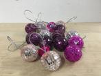 Discoballen Disco kerstballen kerst paars roze zilver, Verzenden