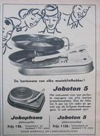 knipsel  platenspeler JOBOTON  1953, Ophalen of Verzenden, 1940 tot 1960, Nederland, Knipsel(s)