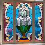 114hx118br Art nouveau glas in lood raam prachtige kleuren, Doe-het-zelf en Verbouw, Glas en Ramen, Ophalen, 80 tot 120 cm, Glas in lood