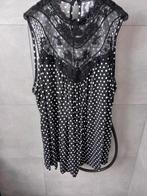 Zwarte top met witte stippen 48 50, Ophalen of Verzenden, Zo goed als nieuw, Zwart, Shirt of Top