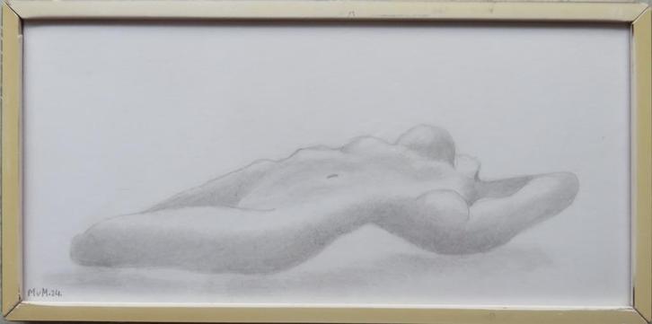 tekening Liggende vrouw 15,5x31cm, Huis en Inrichting, Woonaccessoires | Schilderijen, Tekeningen en Foto's, Nieuw, Tekening, Minder dan 50 cm