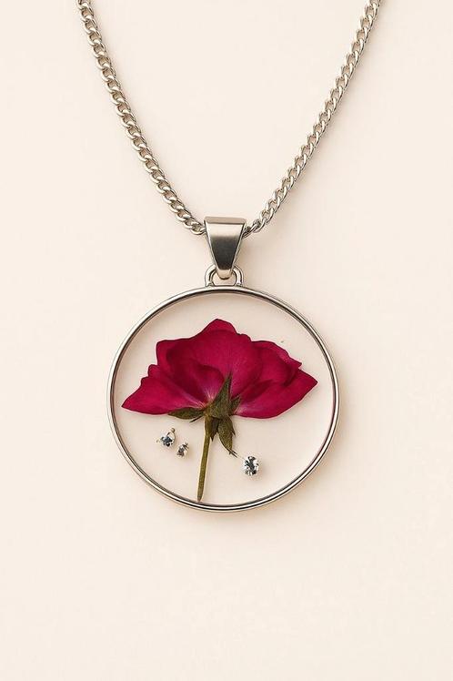 Unieke handgemaakte sieraden van echte bloemen, Sieraden, Tassen en Uiterlijk, Kettingen, Zo goed als nieuw, Overige materialen