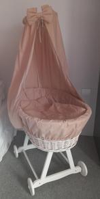 Baby wieg op wielen incl beige bekleding, Antiek en Kunst, Ophalen
