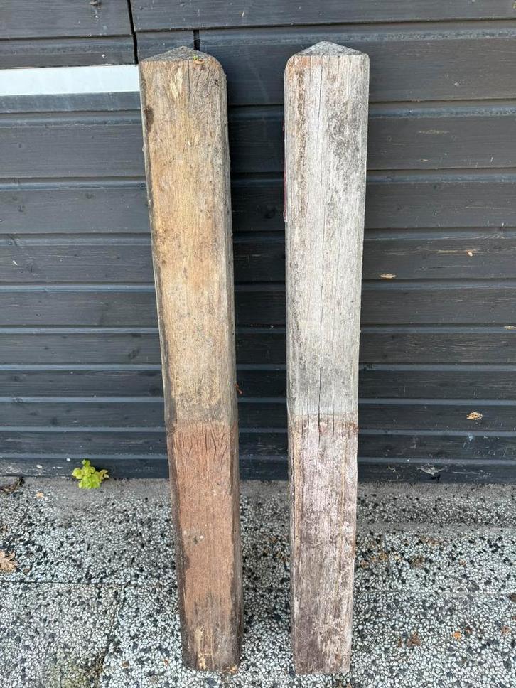 Hardhouten straatpalen / trottoirpalen met diamantkop, Tuin en Terras, Palen, Balken en Planken, Gebruikt, Palen, Minder dan 180 cm