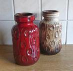 Scheurich 288-15 Koralle vintage vaas duo rood West-Germany, Gebruikt, Aardewerk of Porselein, Ophalen of Verzenden, Minder dan 50 cm