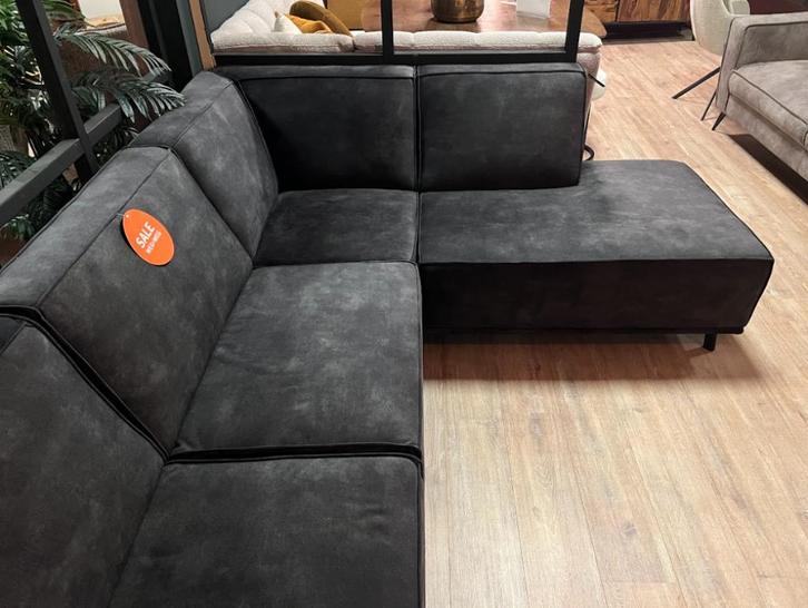 Oklahoma hoekbank - Antraciet velvet, Huis en Inrichting, Stoelen, Zo goed als nieuw, Eén, Stof, Zwart, Ophalen of Verzenden