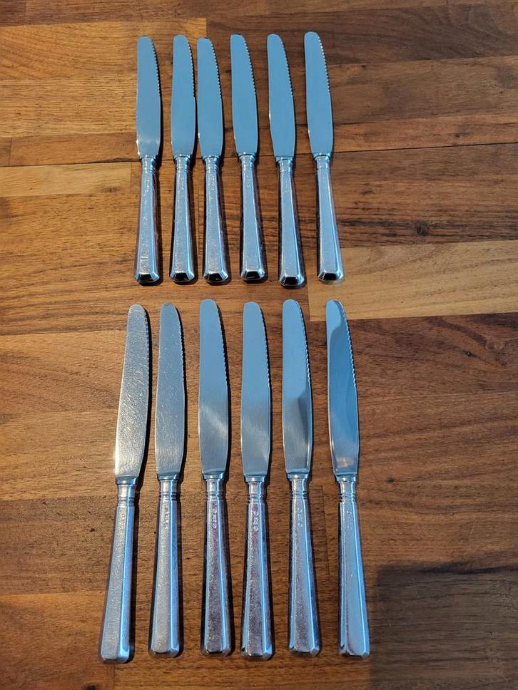 12 Tafelmessen Sola 100 verzilverd 21 cm, Huis en Inrichting, Keuken | Bestek, Zo goed als nieuw, Bestekset, Zilver, Vaatwasserbestendig