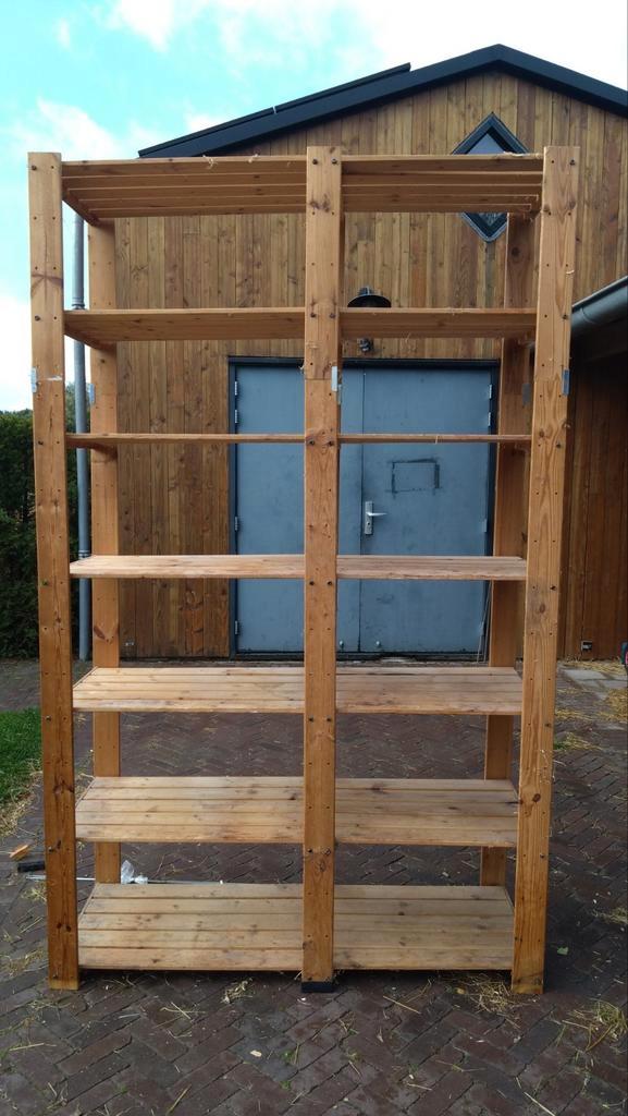 Gratis houten Berging / Stellingkast, Huis en Inrichting, Kasten | Stellingkasten, Gebruikt, Ophalen
