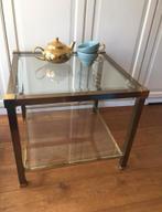 Bijzettafel glas goud, Huis en Inrichting, Minder dan 55 cm, Rond, Glas, Ophalen